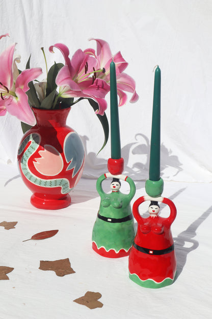 Santa Red candle holder