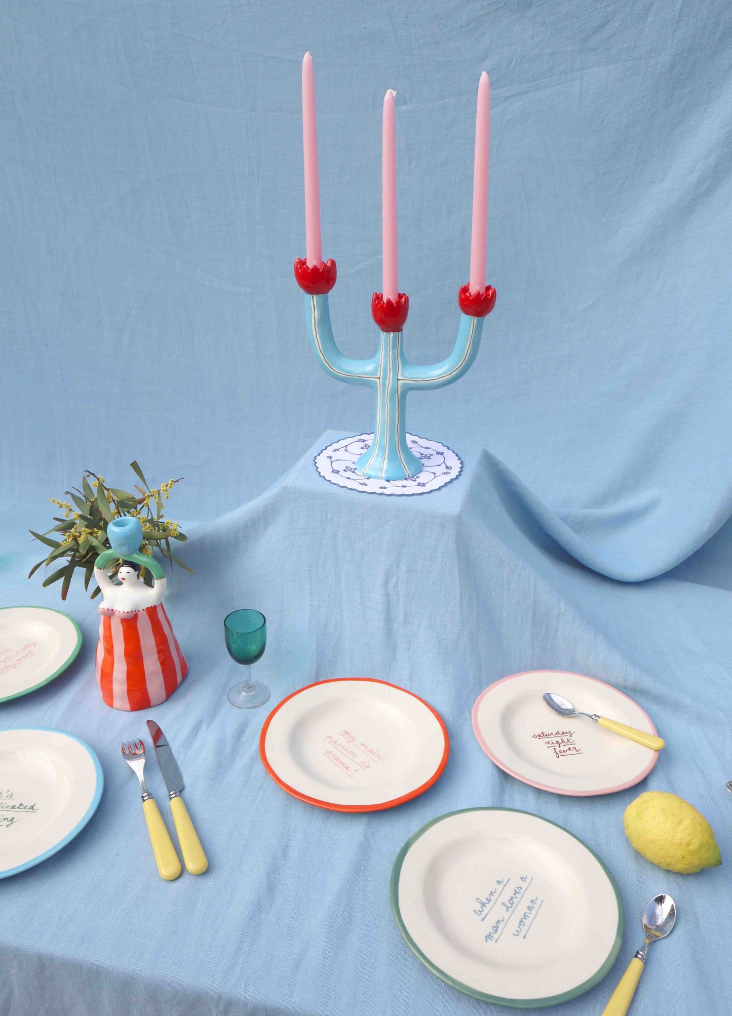 Turquoise Tulip Candleholder