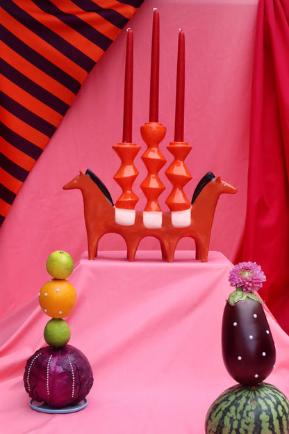 Riding Twins 3 Armed Candleholder