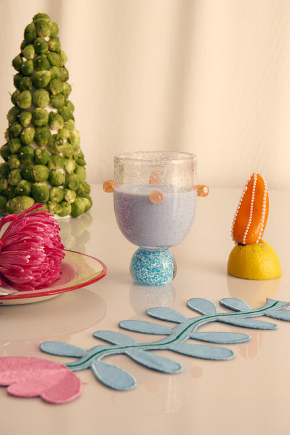 Dotty Blue & Pink Glass Tumbler