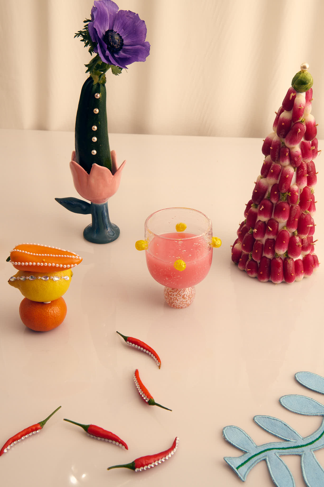 Dotty Pink & Yellow Glass Tumbler