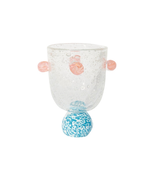 Dotty Blue & Pink Glass Tumbler