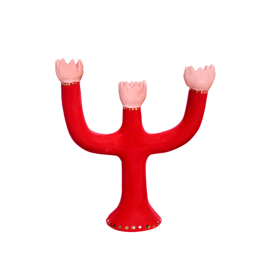 Tulip candle holder Red Pink & Gold
