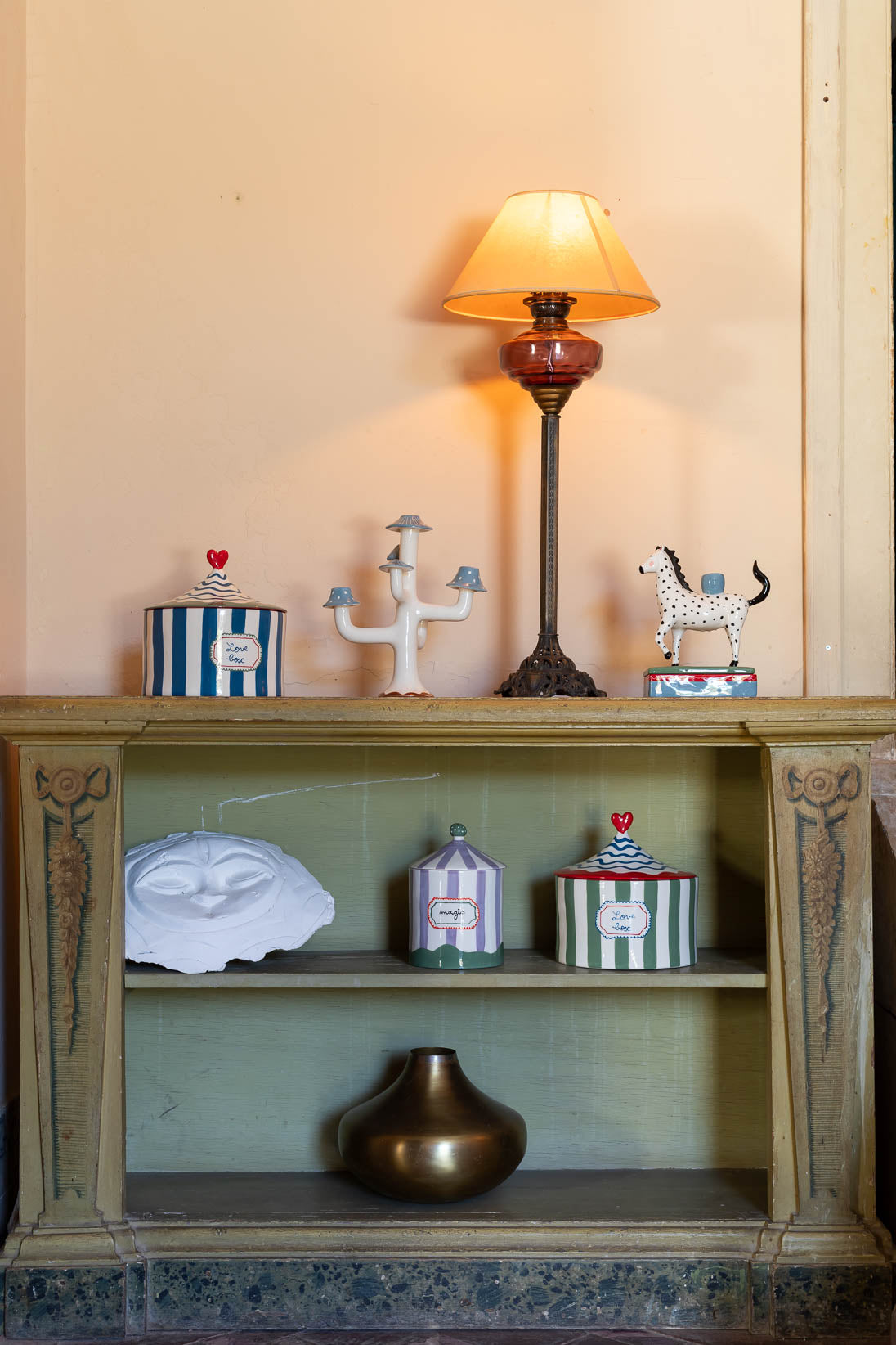 Love Box Khaki Stripes and Red