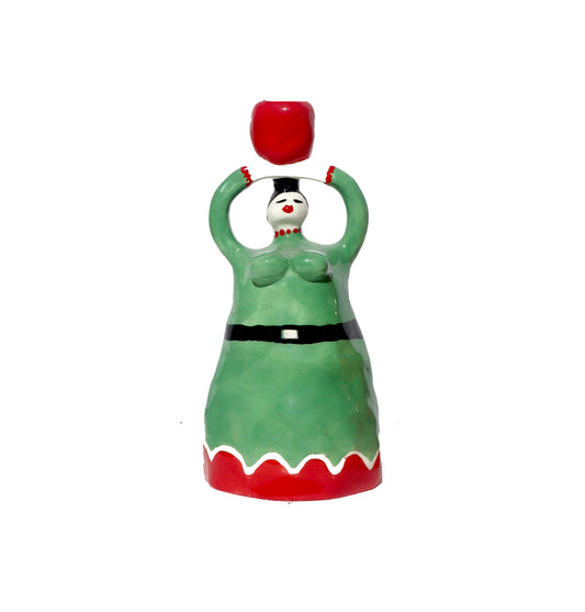 Santa Green woman candle holder