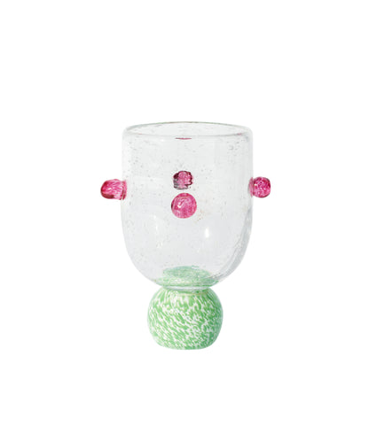 Dotty Green & Pink Glass Tumbler