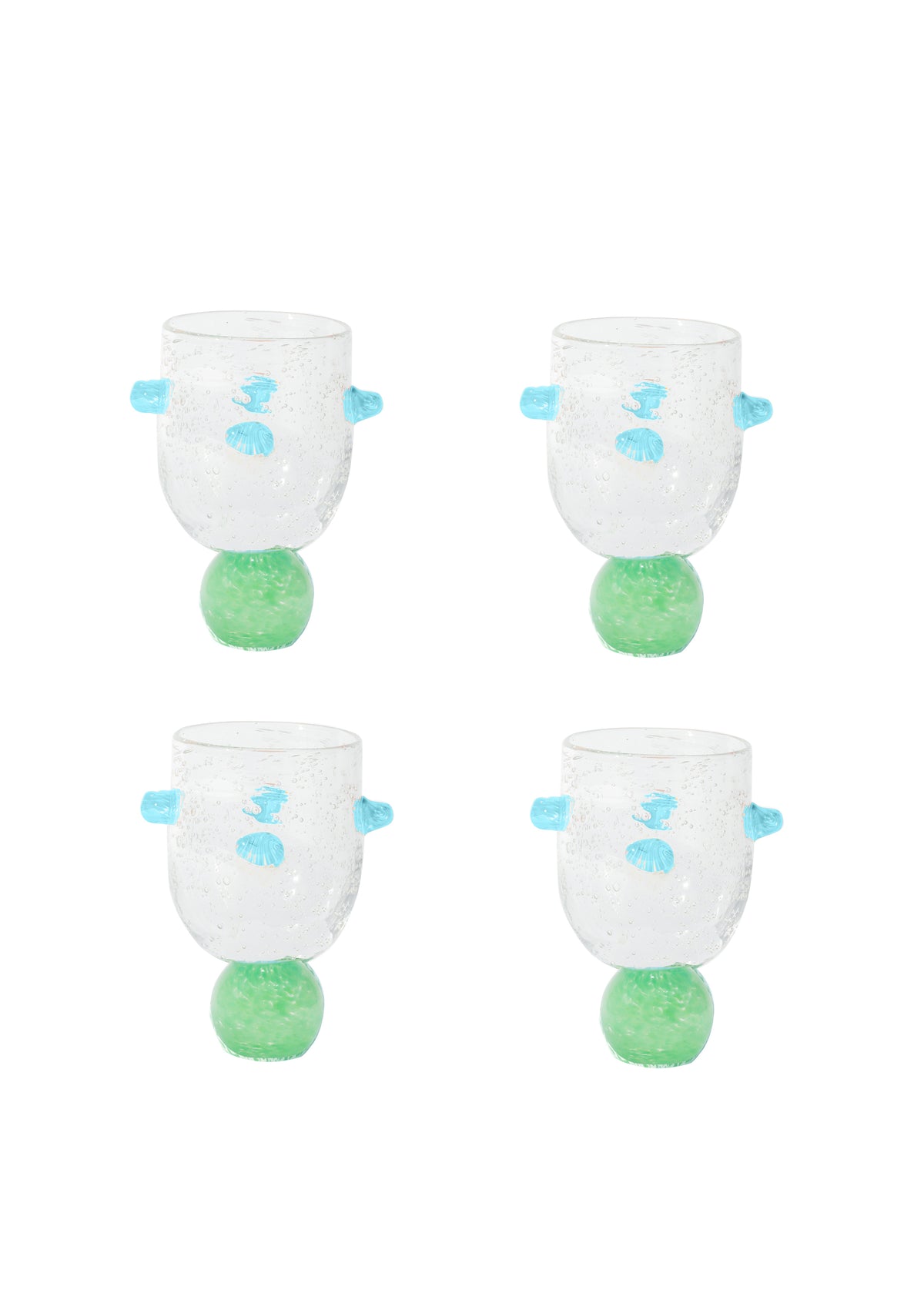 Ana Glass Tumblers Green and Turquoise SET of 4