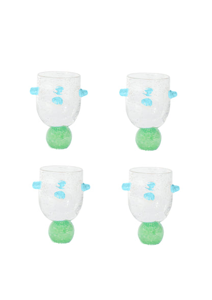Ana Glass Tumblers Green and Turquoise SET of 4