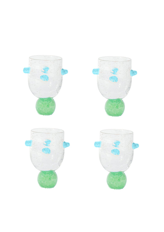Ana Glass Tumblers Green and Turquoise SET of 4