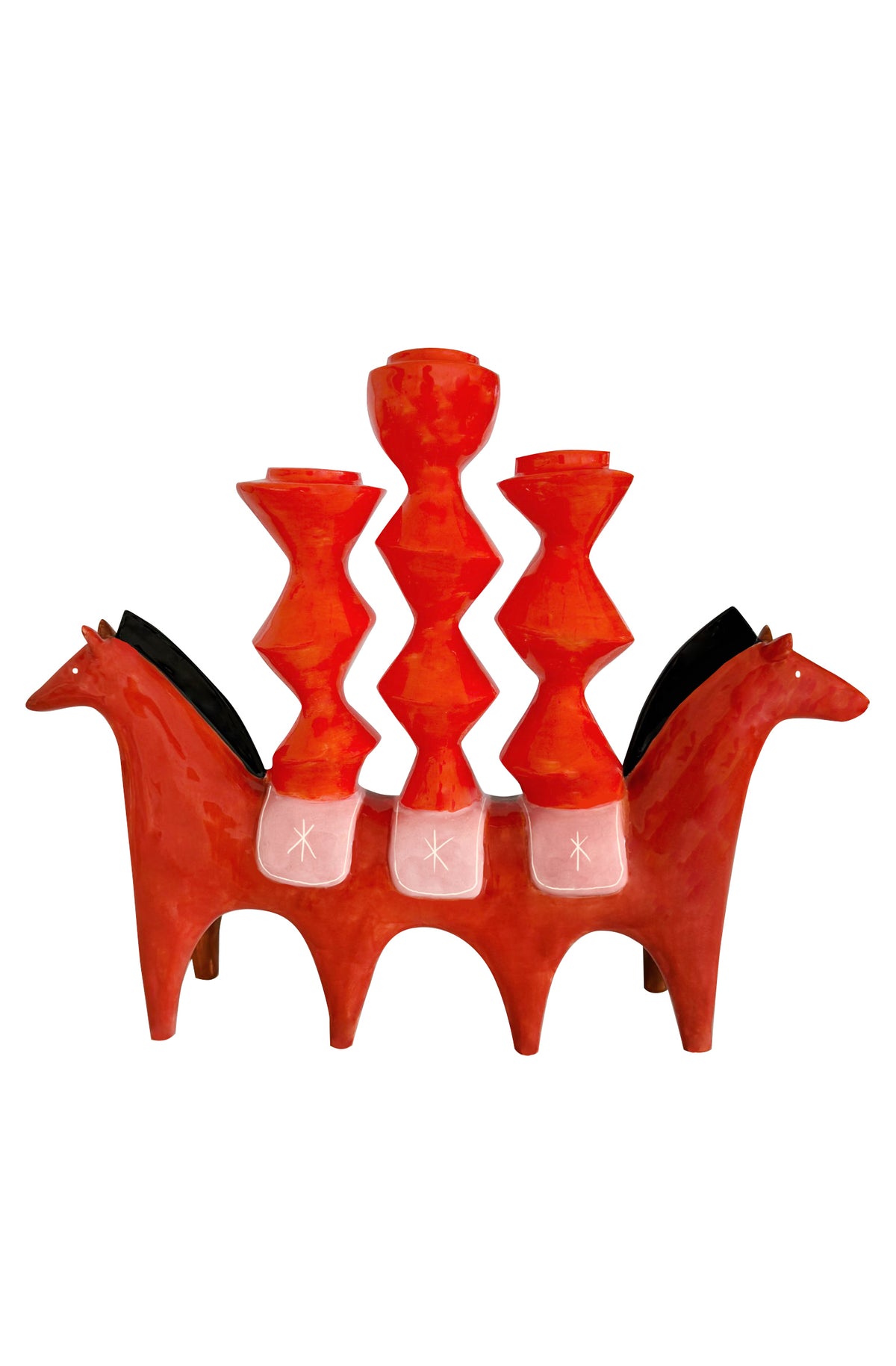 Riding Twins 3 Armed Candleholder