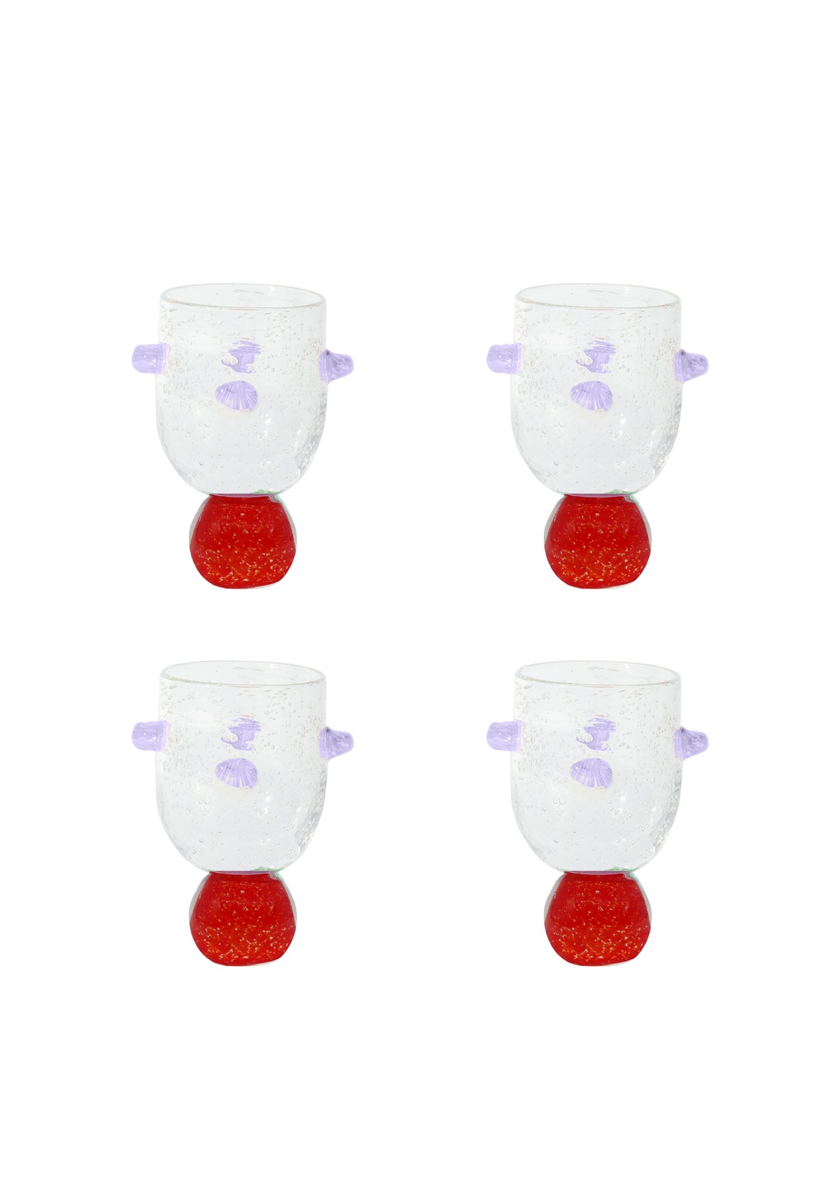 Ana Glass Tumblers Red and Lilac SET of 4