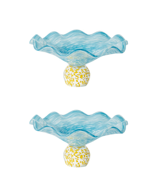 Set of 2 Lola Blue Glass Soucoupe
