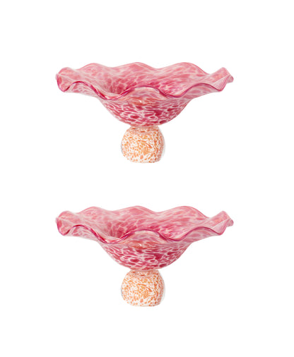 Set of 2 Lola Pink Glass Soucoupe