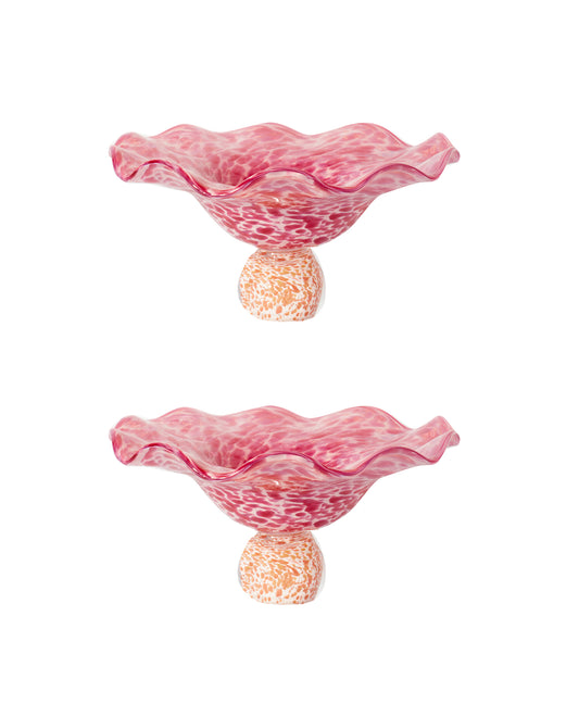 Set of 2 Lola Pink Glass Soucoupe
