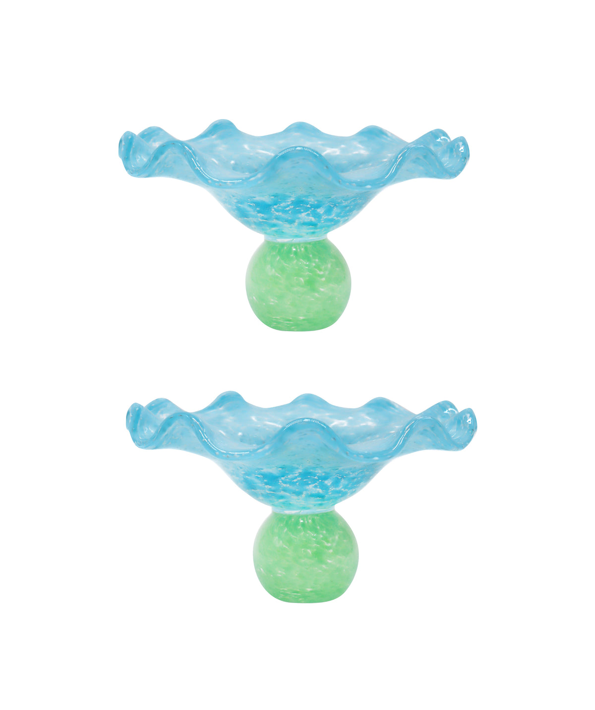 Ana Glass Soucoupe  Green and Turquoise SET of 2