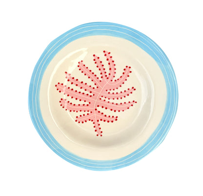 Dessert Plate Pink Seaweed and Blue